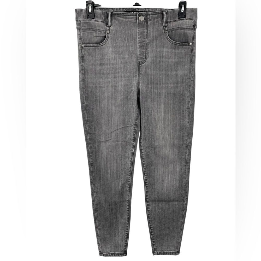 Liverpool The Glider Ankle Skinny Jeans Pull On‎ Size 14 / 32 Gray Denim